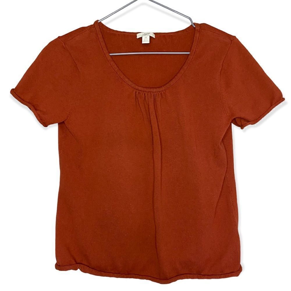 J. Jill Terracotta/Orange Scoop-Neck Rolled Hem T-Shirt Size Small Petite